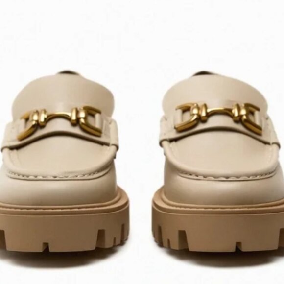 Zara Leather Buckle Lug Sole Loafers - Picture 4 of 8